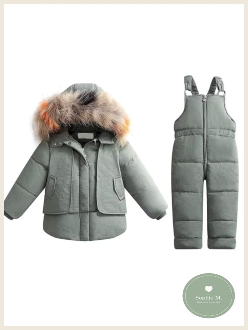 Toddler Girls Boys Snowsuit Winter Coat & Pants Set Hooded Duck Down Ski